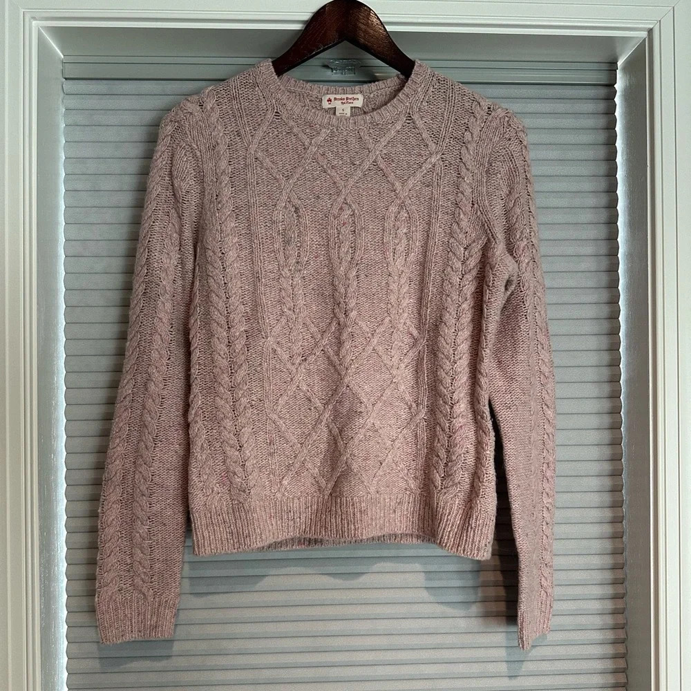 Brooks Brothers pink cable knit sweater